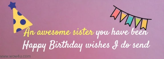 Happy Birthday Sister Poems - wow4u